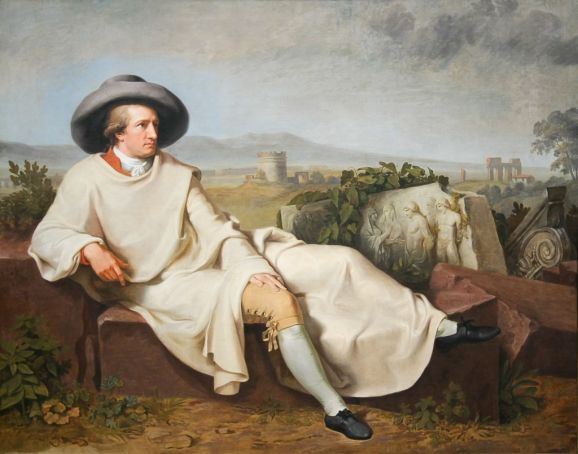 Tischbein's famous portrait of Goethe in the Campagna Romana hangs in Casa di Goethe on Via del Corso 18.