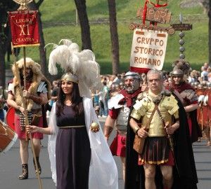 Gladiators, senators and vestal virgins celebrate Rome's birthday