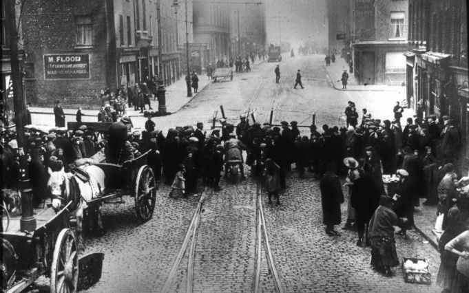 British troops mount a road block to support a search in Dublin.