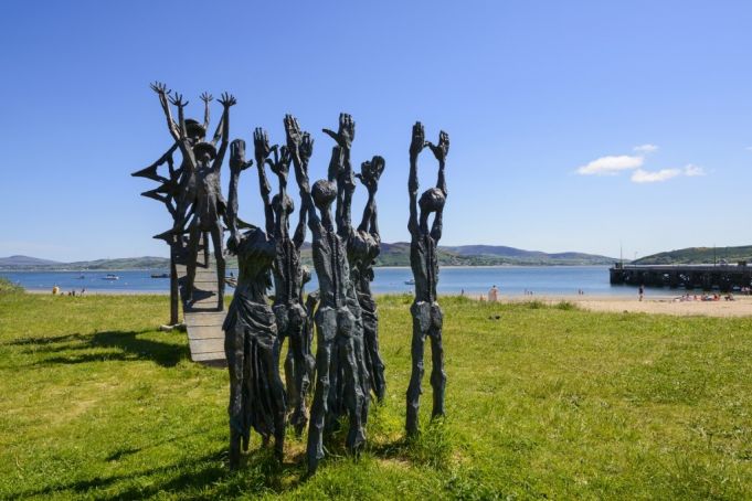 Flight Of The Earls memorial sculpture by John Behan RHA in Donegal, north-west Ireland.