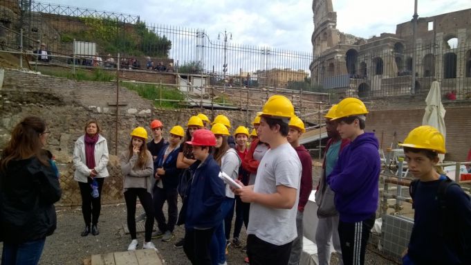 James Hua (on far right of picture) with his St Stephen's classmates at the Palatine excavations.