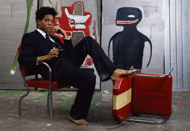 Jean-Michel Basquiat in his studio. Photo Lizzie Himmel.