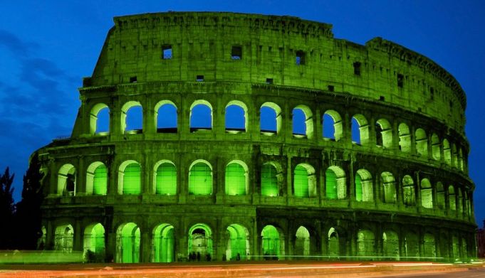 Rome's Colosseum turns green for St Patrick's Day