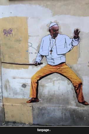 Rome street art: Pope Francis as Kill Bill