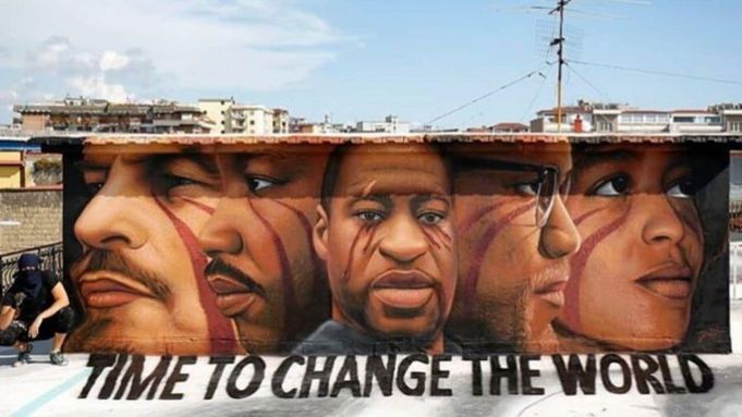 George Floyd mural in Naples: Time to Change the World
