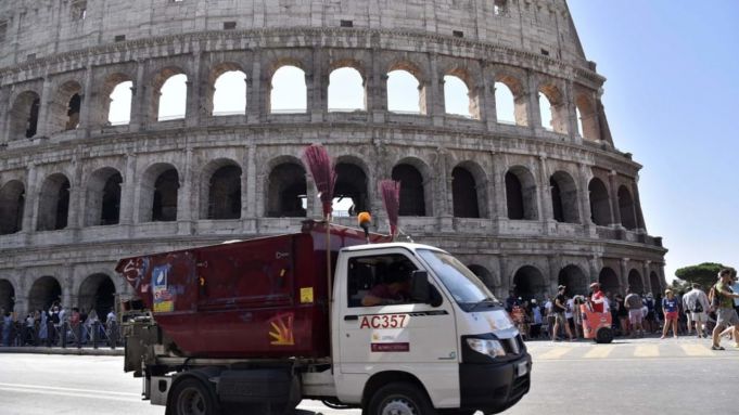 Rome: British tourists crash electric scooter into bin truck at Colosseum
