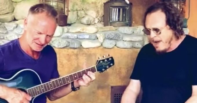Sting and Zucchero sing Fields of Gold in Italian
