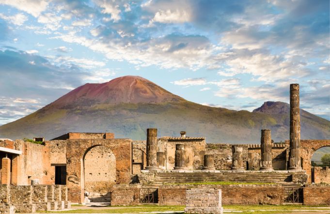 Mt Vesuvius over Pompeii