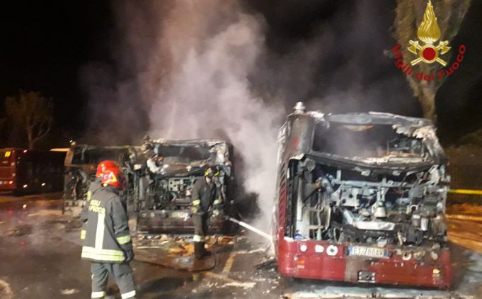 Rome buses destroyed in dawn fire at depot