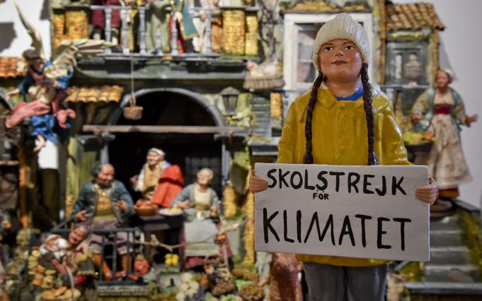 In Italy, Greta Thunberg stars in Naples Christmas crib