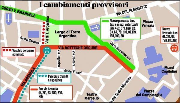 Largo Argentina bus stops moved - Wanted in Rome