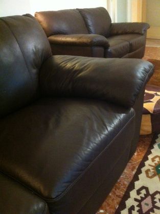 Genuine leather couch - dark brown - image 3