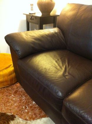 Genuine leather couch - dark brown - image 5