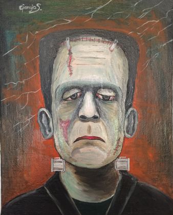 Frankenstein master painting oil on canvas portrait, Italian art - image 1