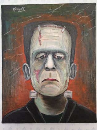 Frankenstein master painting oil on canvas portrait, Italian art - image 9