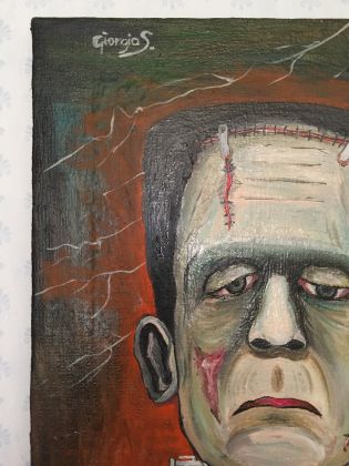 Frankenstein master painting oil on canvas portrait, Italian art - image 8