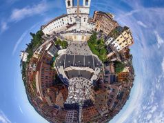 Bubble aerial shot of Spanish Steps