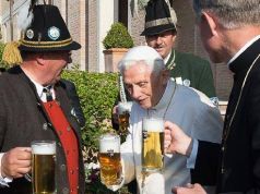 Cheers. Pope Emeritus Benedict XVI celebrated his 88th birthday with a beer.