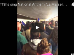 French fans sing National Anthem "La Marseillaise" - Evacuation from Stade de France