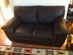 Genuine leather couch - dark brown