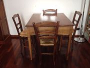 Wooden dining table + 4 chairs