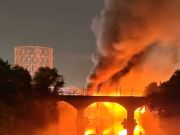 Rome's Ponte di Ferro bridge goes up in flames