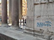 Rome's Pantheon defaced with 'Aliens Exist' graffiti